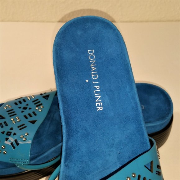 Fifi Sandal - Donald J. Pliner Turquoise Thong Platform/Slipper  SZ 6.5  New - Picture 3 of 5